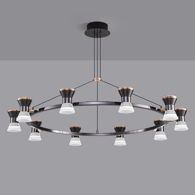 Lustre LED en aluminium acrylique rond minimaliste moderne pour salon 