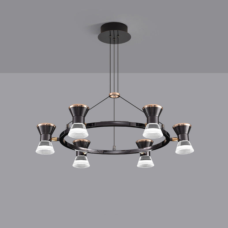 Lustre LED en aluminium acrylique rond minimaliste moderne pour salon 