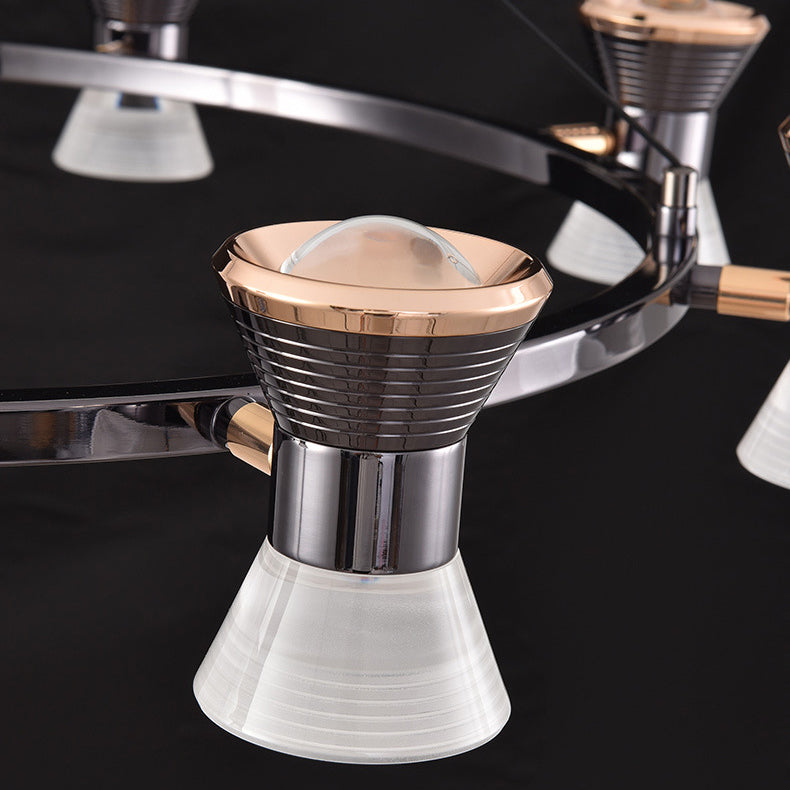 Lustre LED en aluminium acrylique rond minimaliste moderne pour salon 