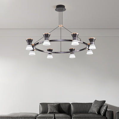 Lustre LED en aluminium acrylique rond minimaliste moderne pour salon 