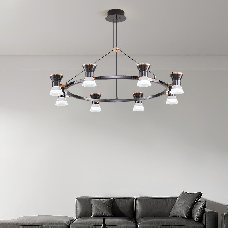 Lustre LED en aluminium acrylique rond minimaliste moderne pour salon 
