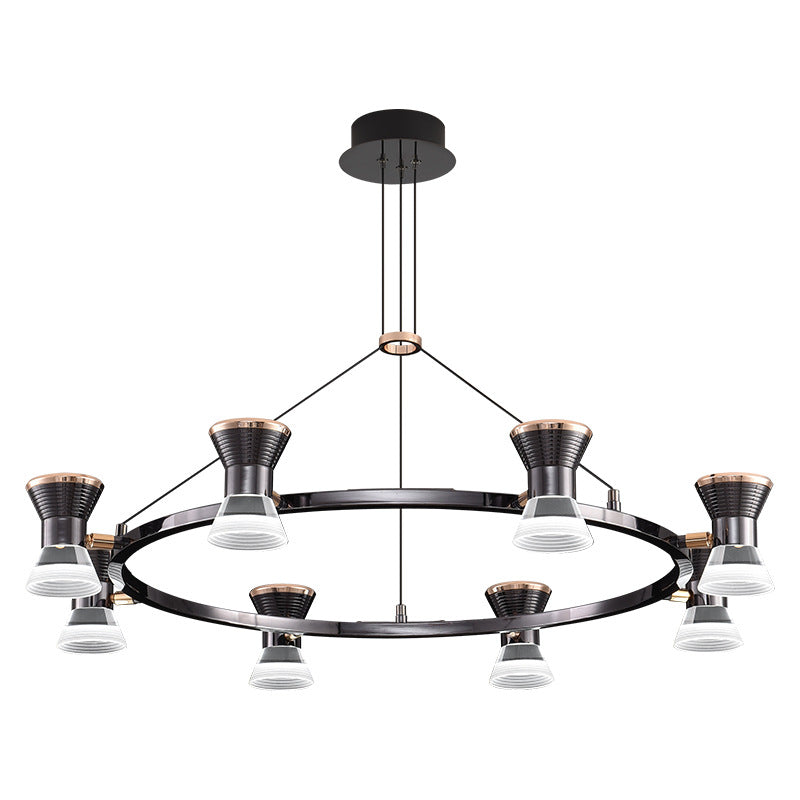 Lustre LED en aluminium acrylique rond minimaliste moderne pour salon 