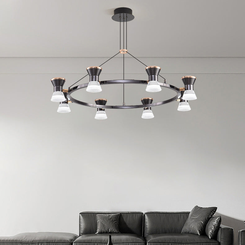 Lustre LED en aluminium acrylique rond minimaliste moderne pour salon 