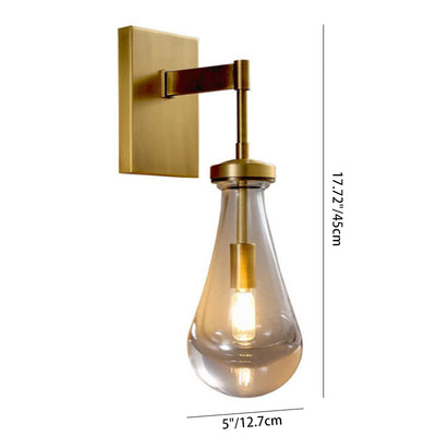 Applique murale moderne minimaliste en fer et verre cristal en forme de goutte d'eau à 1 lumière pour chambre 
