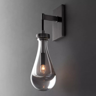 Applique murale moderne minimaliste en fer et verre cristal en forme de goutte d'eau à 1 lumière pour chambre 