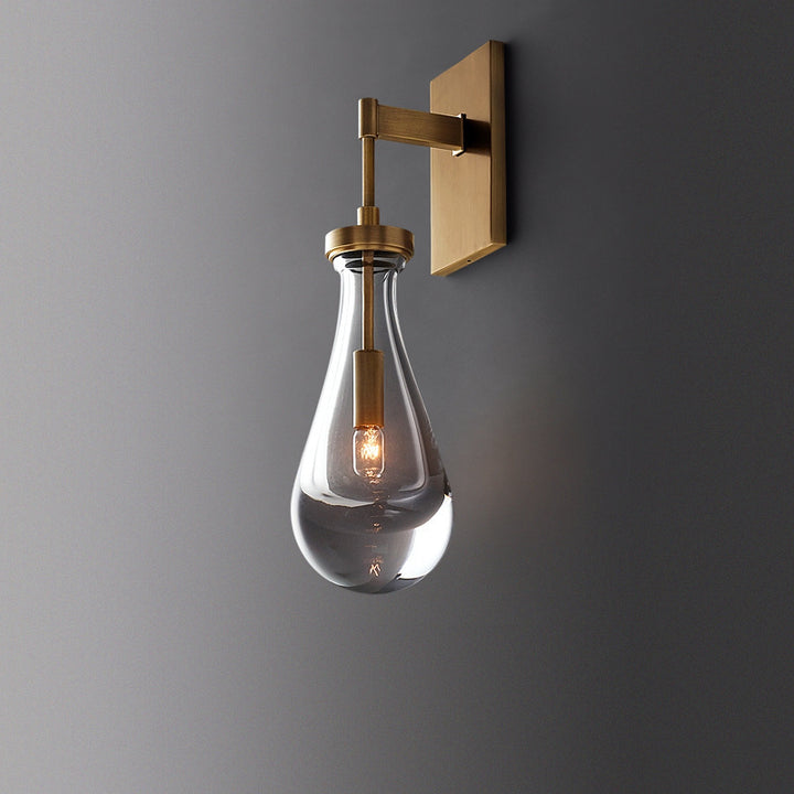 Modern Minimalist Water Drop Iron Crystal Glass 1-Light Wall Sconce Lamp For Bedroom