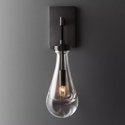 Applique murale moderne minimaliste en fer et verre cristal en forme de goutte d'eau à 1 lumière pour chambre 