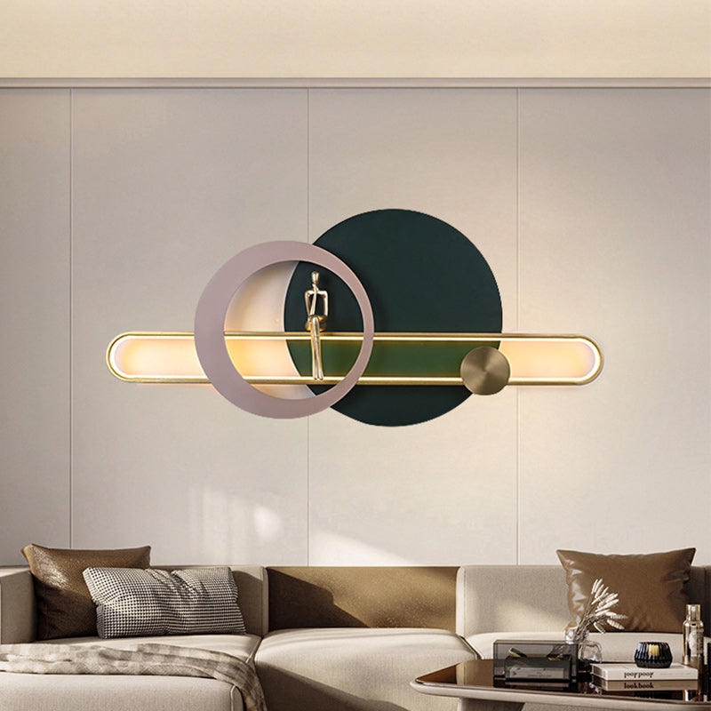 Zeitgenössische kreative runde Eisen Silikon Streifen Acryl LED Wandleuchte Lampe für Wohnzimmer 