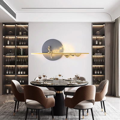 Zeitgenössische kreative runde Eisen Silikon Streifen Acryl LED Wandleuchte Lampe für Wohnzimmer 