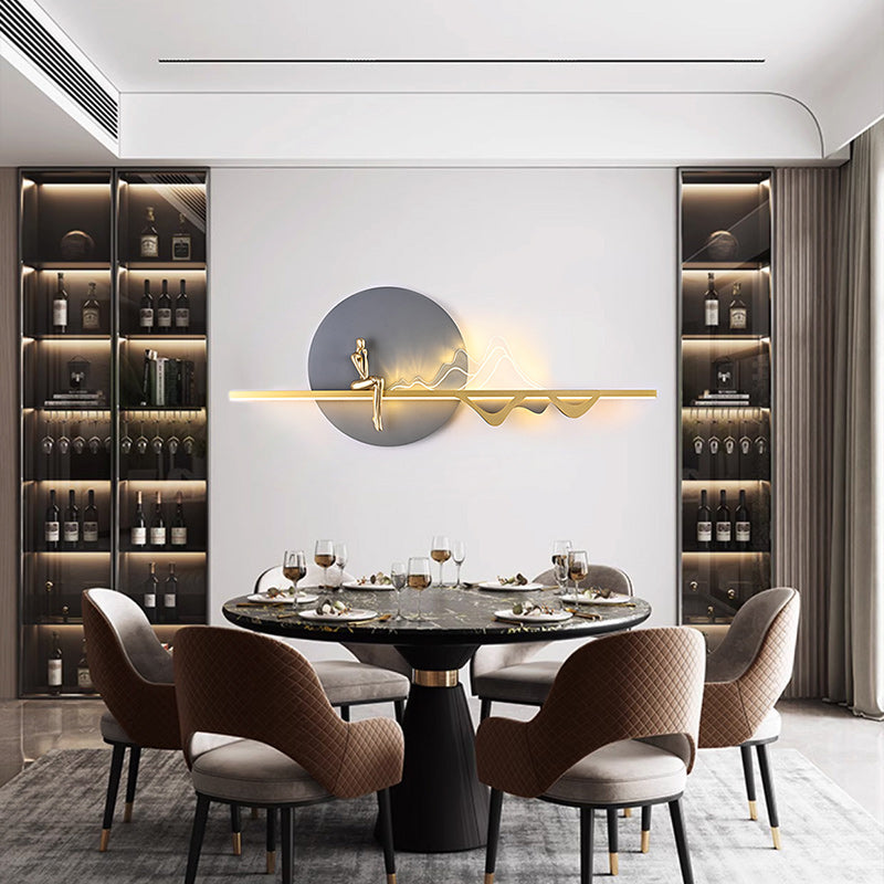 Zeitgenössische kreative runde Eisen Silikon Streifen Acryl LED Wandleuchte Lampe für Wohnzimmer 