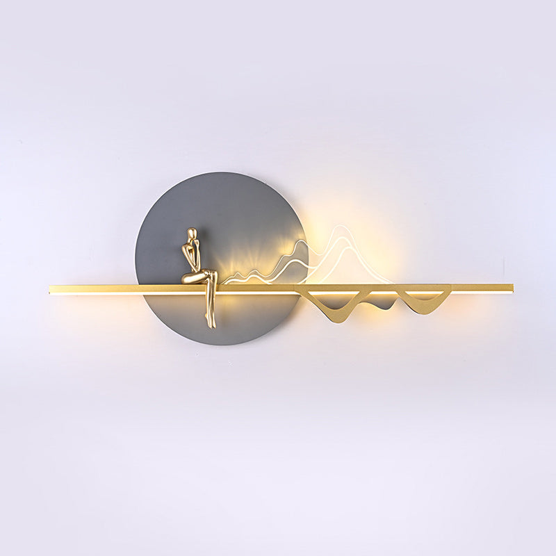 Zeitgenössische kreative runde Eisen Silikon Streifen Acryl LED Wandleuchte Lampe für Wohnzimmer 