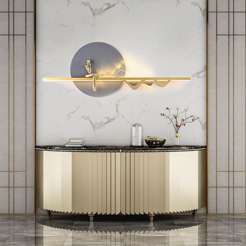 Zeitgenössische kreative runde Eisen Silikon Streifen Acryl LED Wandleuchte Lampe für Wohnzimmer 