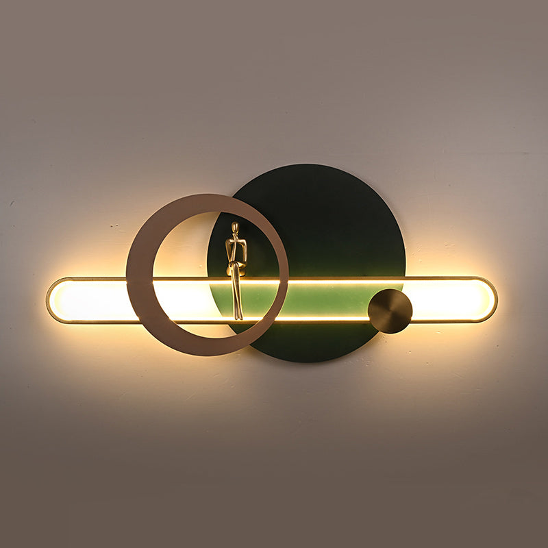 Zeitgenössische kreative runde Eisen Silikon Streifen Acryl LED Wandleuchte Lampe für Wohnzimmer 