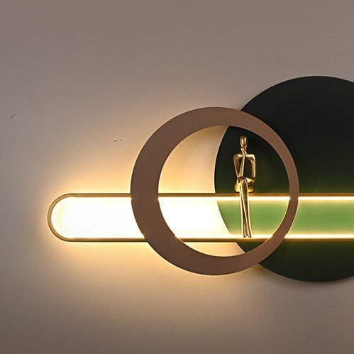Zeitgenössische kreative runde Eisen Silikon Streifen Acryl LED Wandleuchte Lampe für Wohnzimmer 