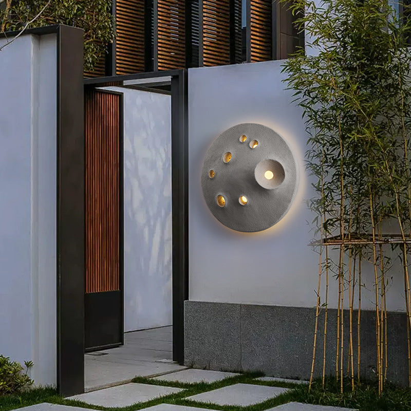 Applique murale LED en béton ronde créative contemporaine pour terrasse extérieure 