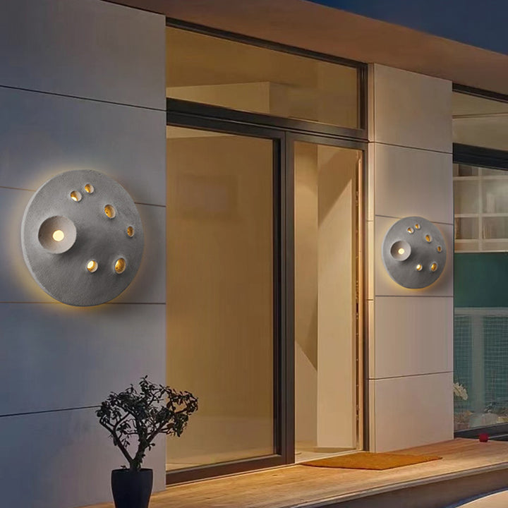 Applique murale LED en béton ronde créative contemporaine pour terrasse extérieure 