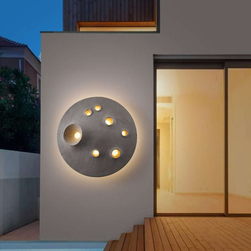 Applique murale LED en béton ronde créative contemporaine pour terrasse extérieure 