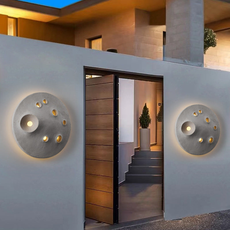 Applique murale LED en béton ronde créative contemporaine pour terrasse extérieure 