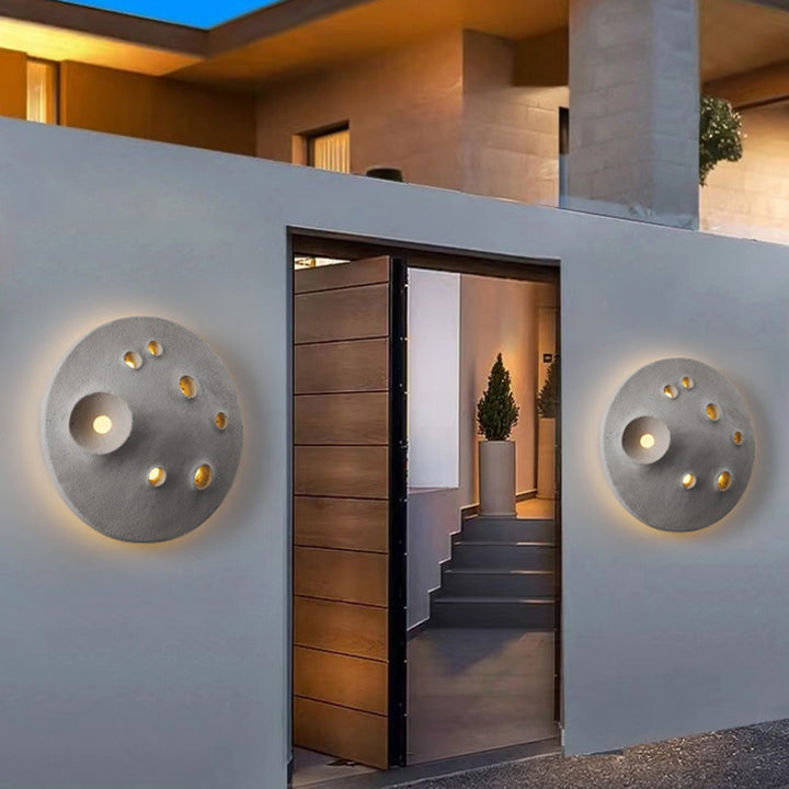 Applique murale LED en béton ronde créative contemporaine pour terrasse extérieure 