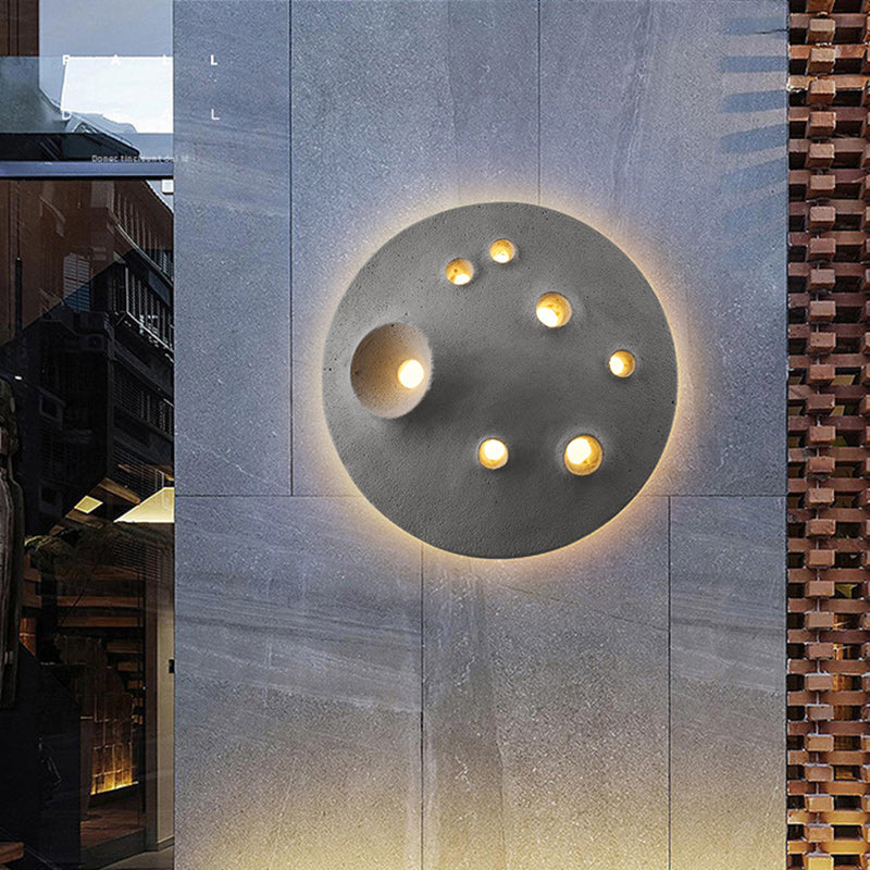 Applique murale LED en béton ronde créative contemporaine pour terrasse extérieure 