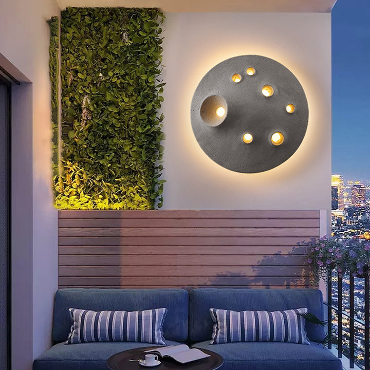 Applique murale LED en béton ronde créative contemporaine pour terrasse extérieure 