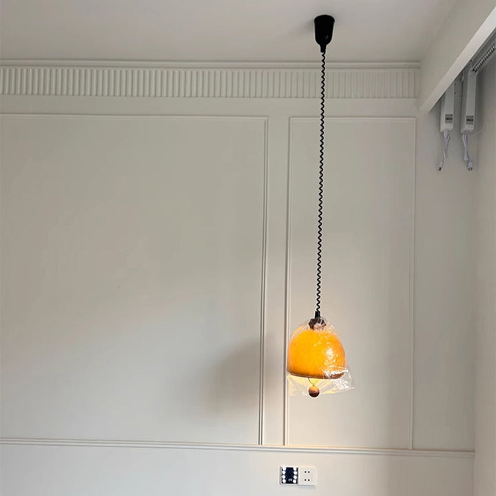 Traditional Vintage Hemisphere Metal Glass Solid Wood 1-Light Pendant Light For Bedroom