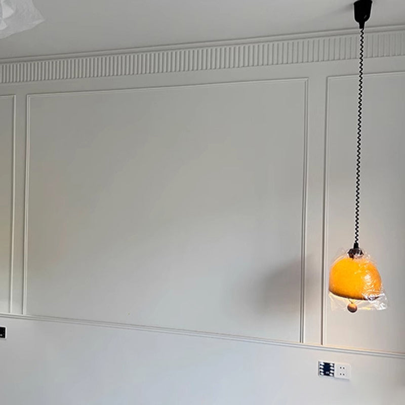 Traditional Vintage Hemisphere Metal Glass Solid Wood 1-Light Pendant Light For Bedroom