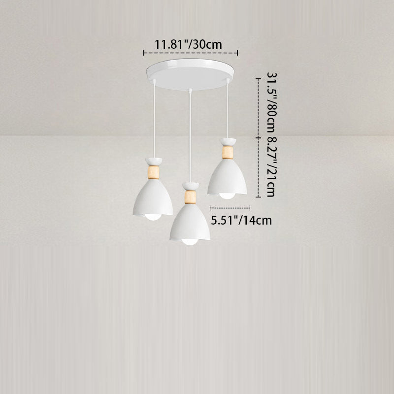 Lustre Moderne Minimaliste Demi-Ovale en Fer et Bois à 3 Lumières pour Salle à Manger 