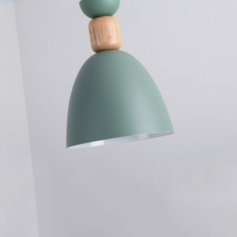 Lustre Moderne Minimaliste Demi-Ovale en Fer et Bois à 3 Lumières pour Salle à Manger 