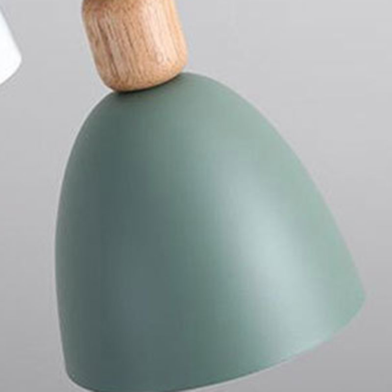 Lustre Moderne Minimaliste Demi-Ovale en Fer et Bois à 3 Lumières pour Salle à Manger 