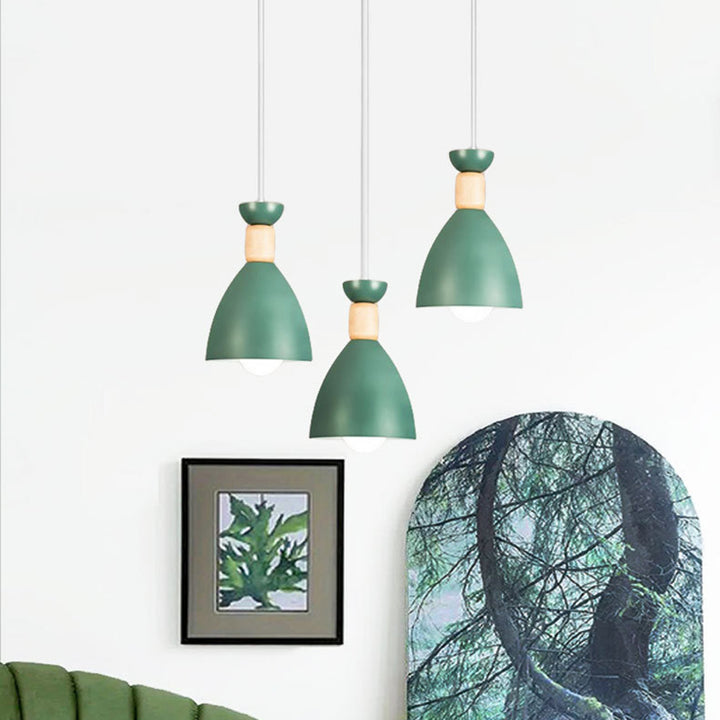 Lustre Moderne Minimaliste Demi-Ovale en Fer et Bois à 3 Lumières pour Salle à Manger 