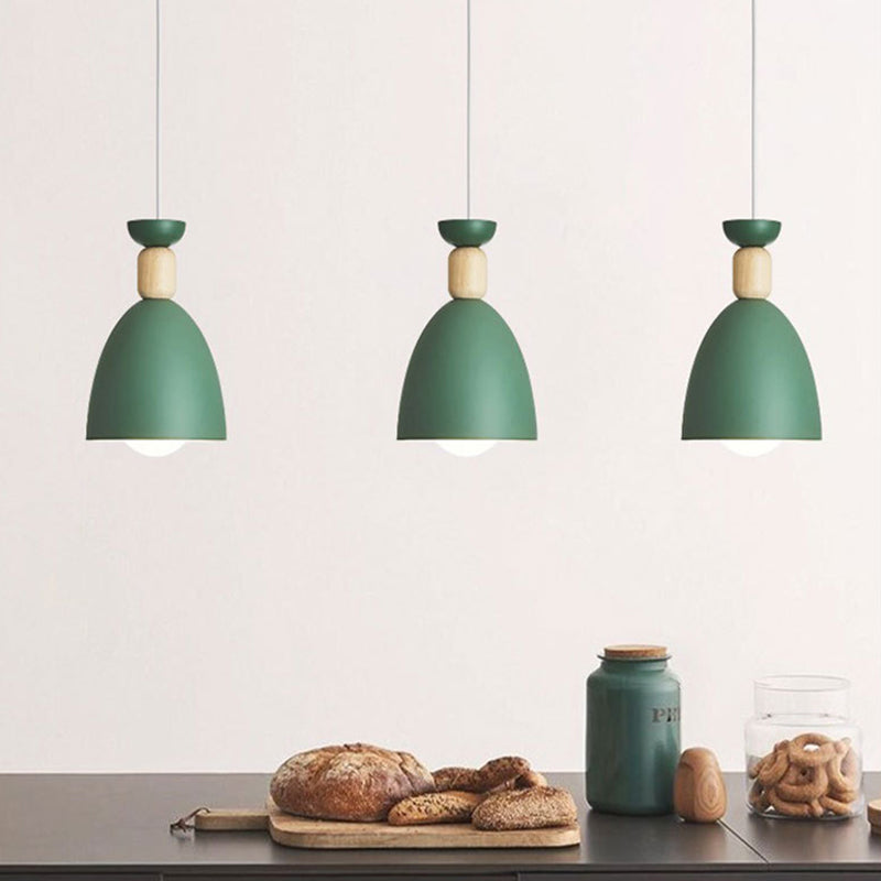 Lustre Moderne Minimaliste Demi-Ovale en Fer et Bois à 3 Lumières pour Salle à Manger 