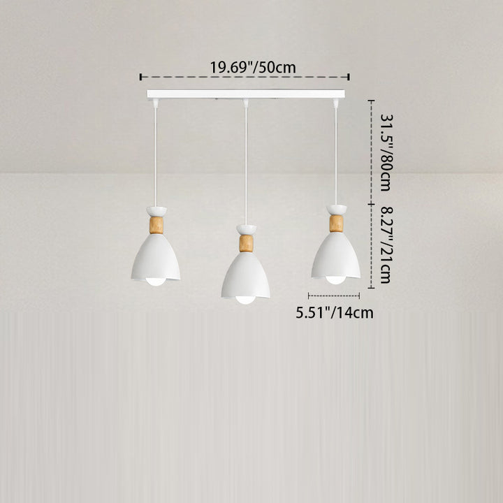 Lustre Moderne Minimaliste Demi-Ovale en Fer et Bois à 3 Lumières pour Salle à Manger 