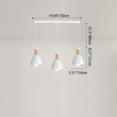 Moderne minimalistische halb ovale Eisen Holz 3-Licht Kronleuchter Insel Licht für Esszimmer 