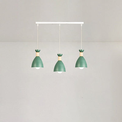 Moderne minimalistische halb ovale Eisen Holz 3-Licht Kronleuchter Insel Licht für Esszimmer 