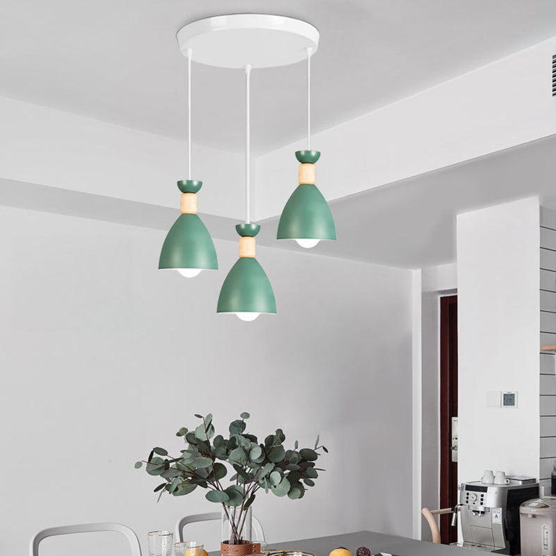Lustre Moderne Minimaliste Demi-Ovale en Fer et Bois à 3 Lumières pour Salle à Manger 