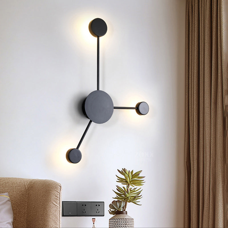 Lámpara de pared LED de acrílico de hierro redonda minimalista moderna North Star para dormitorio 