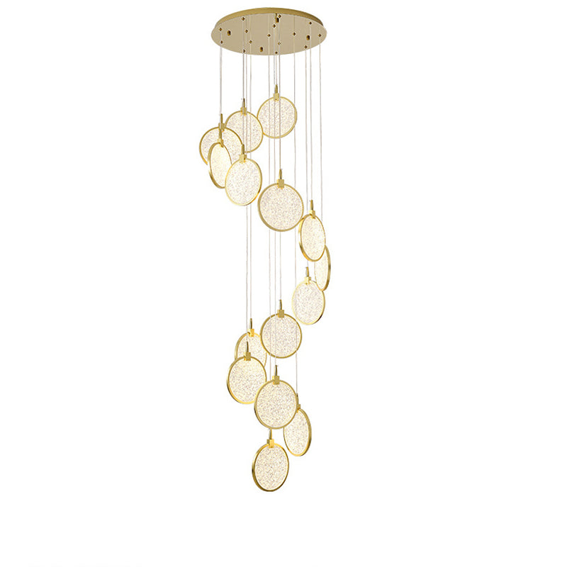 Modern Luxury Round Stainless Steel Aluminum Plastic LED Chandelier For Living Room