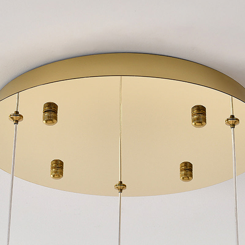 Modern Luxury Round Stainless Steel Aluminum Plastic LED Chandelier For Living Room