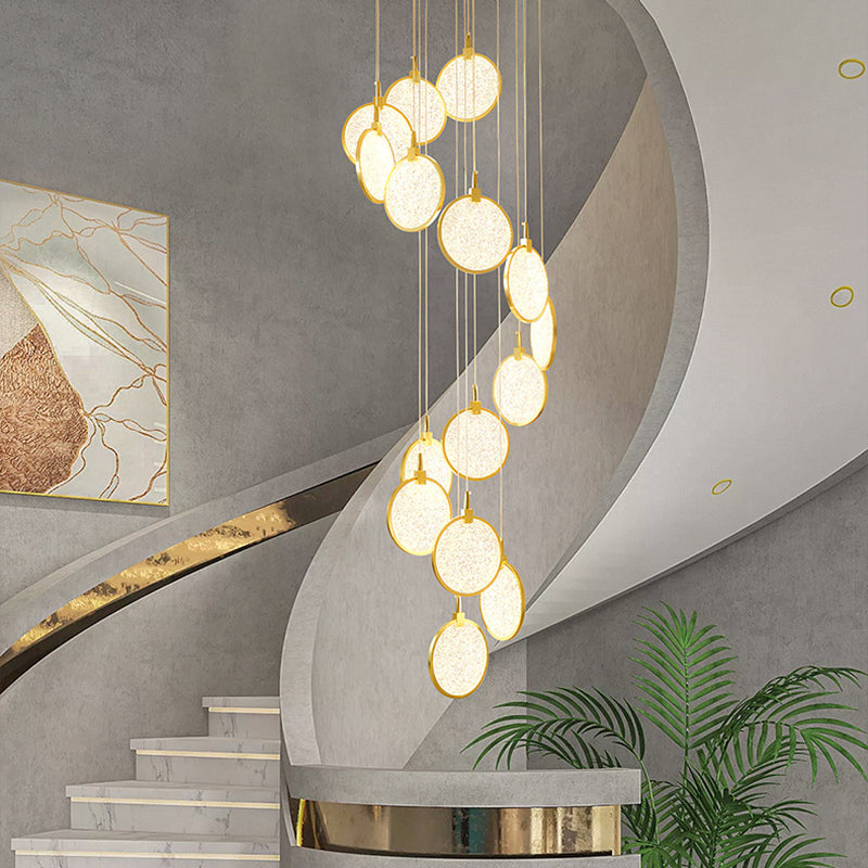 Modern Luxury Round Stainless Steel Aluminum Plastic LED Chandelier For Living Room