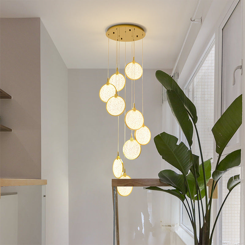 Modern Luxury Round Stainless Steel Aluminum Plastic LED Chandelier For Living Room