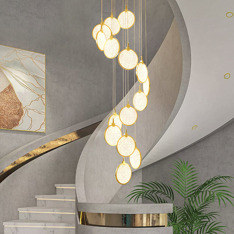 Modern Luxury Round Stainless Steel Aluminum Plastic LED Chandelier For Living Room