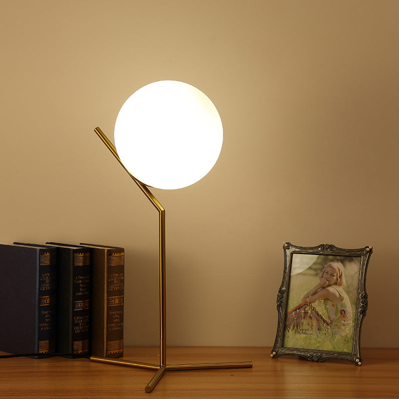 Modern Minimalist Sphere Iron Glass 1-Light Table Lamp For Bedroom