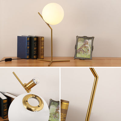 Modern Minimalist Sphere Iron Glass 1-Light Table Lamp For Bedroom