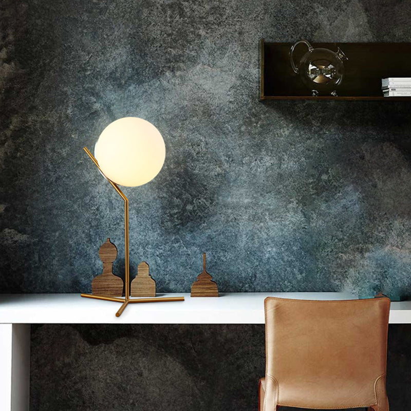 Modern Minimalist Sphere Iron Glass 1-Light Table Lamp For Bedroom