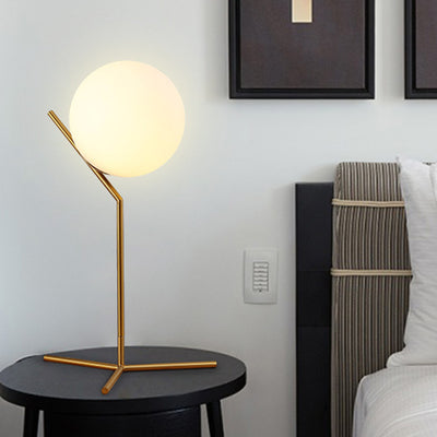 Modern Minimalist Sphere Iron Glass 1-Light Table Lamp For Bedroom