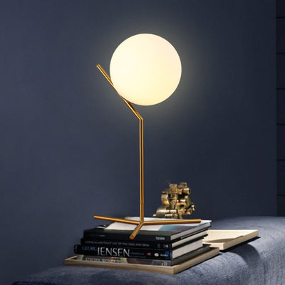 Modern Minimalist Sphere Iron Glass 1-Light Table Lamp For Bedroom