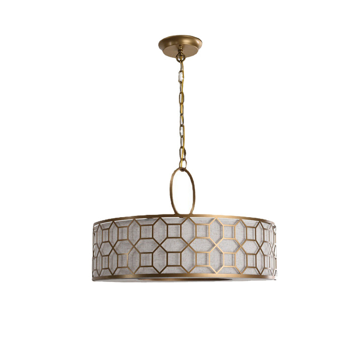 Lustre à cylindre en fer chinois traditionnel 3/4 lumières pour salon 