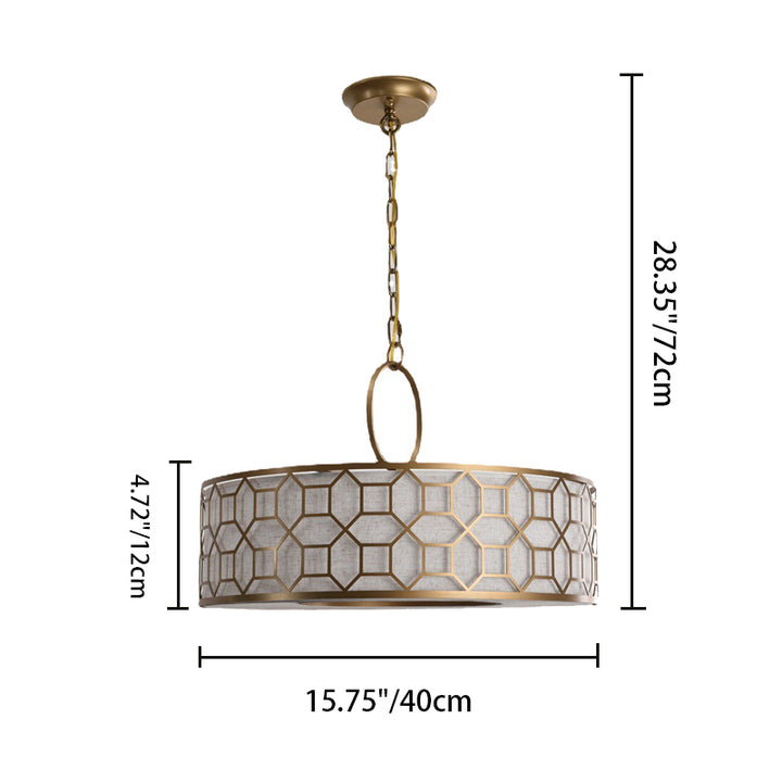 Lustre à cylindre en fer chinois traditionnel 3/4 lumières pour salon 