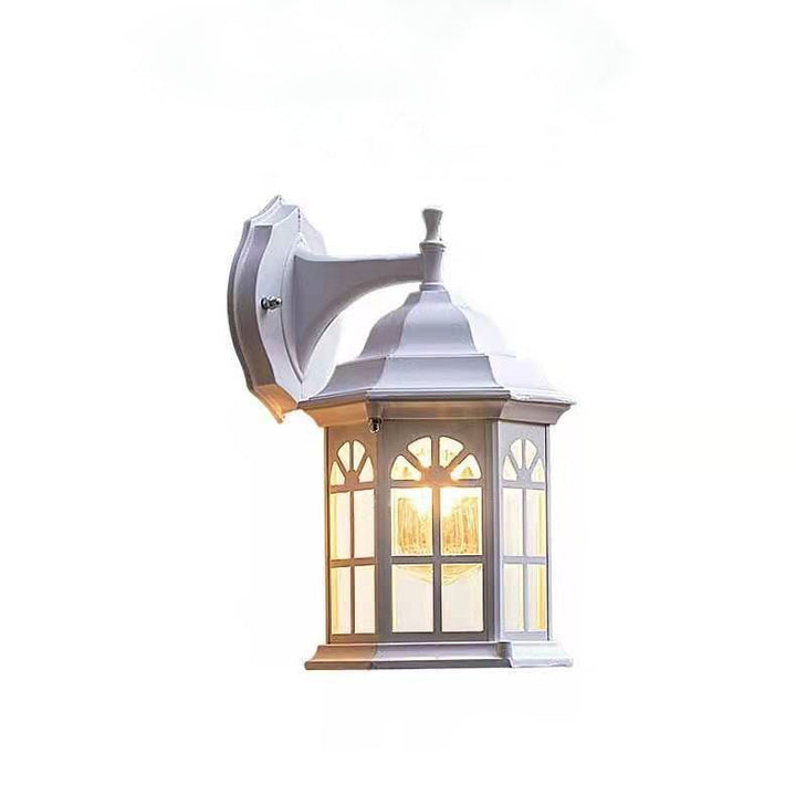 Lampe murale à une lumière en cylindre en verre et aluminium rustique traditionnel étanche pour patio extérieur 